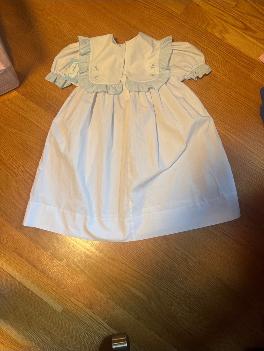 Auraluz classic Light Blue Ruffled Yoke Formal Dress for Girls - Picture 2 of 4